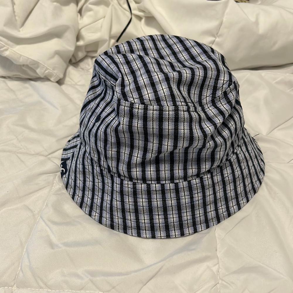 Hollister Blue and White Plaid Bucket Hat